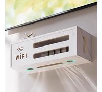 MTSYXYM Caja De Almacenamiento WiFi Montada En La Pared,Pared Colgante WiFi Router Caja,Caja de Almacenamiento de enrutador,para Decodificador De Cable De Datos.(Wit)