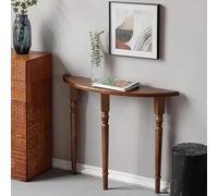 MTSYXYM Mesa Consola de Madera Maciza,Consola de Media Luna de Madera,Cantos Redondeados, Patas robustas, Tablero semicircular,para Pasillo, vestíbulo y Entrada.(Brass,80x25x80cm)