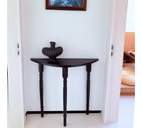 MTSYXYM Mesa Consola de Madera Maciza,Consola de Media Luna de Madera,Cantos Redondeados, Patas robustas, Tablero semicircular,para Pasillo, vestíbulo y Entrada.(Nero,60x25x80cm)