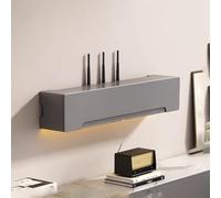 MTSYXYM Soporte Router Pared,Pared Colgante WiFi Router Caja,Caja de Almacenamiento WiFi,Caja de Cubierta de Enchufe de Madera,para Sala de Estar, gabinete, decoración.(Gray,60 * 20 * 20cm)