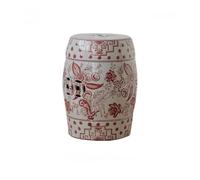 MTSYXYM Taburete de jardín de cerámica Estilo Chinoiserie - Mesa Auxiliar cilíndrica de Porcelana Azul y Blanca, Asiento Decorativo para Sala de Estar, Patio, Soporte(Rosso)