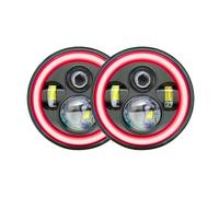 Mtuqvma Faro Delantero Coche Para Land Para Rover Para Defender 90 110 Faro LED Con DRL/luz De Carretera Ojos En Ángulo Rojo Faro Redondo De 7 Pulgadas Conjunto Faros Aelanteros(Red)
