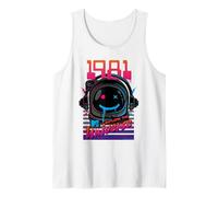 MTV 1981 Astronauta Espacial Explorar el Universo Retro Camiseta sin Mangas