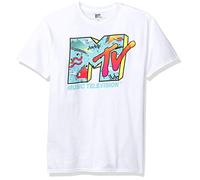 MTV Camiseta para Hombre con Logo Retro Blanco - Medium