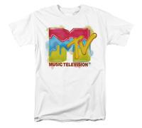 MTV Camiseta Unisex Manga Corta Adulto Logo, Blanca Algodón
