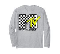 MTV Classic Checkerboard and Neon Yellow Logo Manga Larga