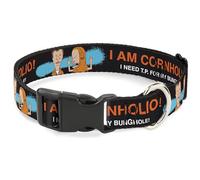 MTV - Collar para Mascotas, Collar de Perro, Hebilla de plástico, Beavis and Butt-Head I Am Cornholio Pose Negro, Naranja y Blanco, 20 a 31 Pulgadas, 1.5 Pulgadas de Ancho