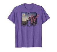 MTV Desert Night Time Scene Floral Logo Graphic T-Shirt Camiseta, Hombre, Morado Jaspeado, XL
