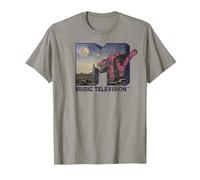 MTV Desert Night Time Scene Floral Logo Graphic T-Shirt Camiseta, Hombre, Pizarra, XL