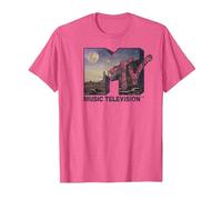 MTV Desert Night Time Scene Floral Logo Graphic T-Shirt Camiseta, Hombre, Rosa Jaspeado, 3XL