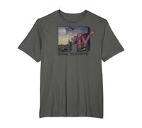 MTV Desert Night Time Scene Floral Logo Graphic T-Shirt Camiseta, Hombre Tallas Grandes, Asfalto, 2X Alto