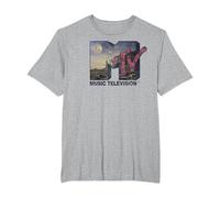 MTV Desert Night Time Scene Floral Logo Graphic T-Shirt Camiseta, Hombre Tallas Grandes, Gris Jaspeado, 2X Alto
