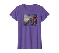MTV Desert Night Time Scene Floral Logo Graphic T-Shirt Camiseta, Mujer, Morado Jaspeado, 3XL