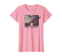 MTV Desert Night Time Scene Floral Logo Graphic T-Shirt Camiseta, Mujer, Rosado, M