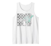 MTV Distressed Checkerboard and Tea Logo Retro Camiseta sin Mangas