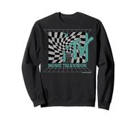 MTV Distressed Grid and Warped Checkerboard Logo Sudadera