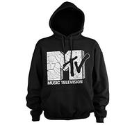 MTV Licenciado Oficialmente Cracked Logo Sudaderas con Capucha (Negro), L