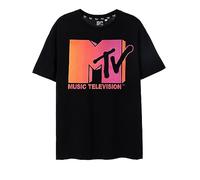 MTV Ombre Adults Camiseta de Manga Corta Negra | Canaliza tu vibra Musical Interior: adéntrate en el Ritmo Retro con la Camiseta Ombre, Que fusiona la estética icónica de la televisión Musical