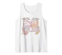 MTV Pastel Beach with Palms and Hibiscus Flowers Retro Camiseta sin Mangas