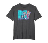 MTV Psychedelic Mushroom Neon Drip Music Logo Camiseta, Hombre Tallas Grandes, Jaspeado Oscuro, 5X Alto