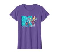MTV Psychedelic Mushroom Neon Drip Music Logo Camiseta, Mujer, Morado Jaspeado, 3XL