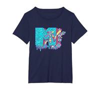 MTV Psychedelic Mushroom Neon Drip Music Logo Camiseta, Mujer Tallas Grandes, Azul Marino, 3XL Grande
