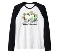 MTV Retro Garden with Mushrooms and Flowers Camiseta Manga Raglan