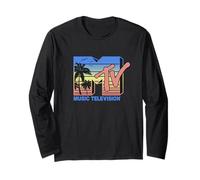 MTV Vintage Distressed Tropical Sunset Manga Larga