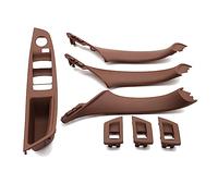 MTVTFECEWG Left Drive LHD Beige Negro Carbon Fiber Car Interior Door Handle Pull 7PCS Set Para 5 Series F10 F18 523 525 528 (Model B Brown)
