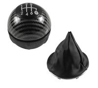 MTVTFECEWG Para Fiat 500 500C 2008-2018 Funda Protectora Para Pomo De Palanca Cambios 5/6 Velocidades Cambios Marcha Coche(2pcs carbon 6speed)