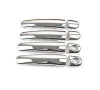 MTVTFECEWG Para Skoda Para Superb Para Octavia Para Fabia Para Roomster Estilo Fibra Carbono ABS Cromo Estilo Manija Puerta Exterior Cubre Accesorios Ajuste (Silver2)