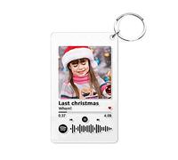 MTYD Llavero personalizado de Spotify con imagen, código de canción musical escaneable, placa acrílica de fotos de álbum de canciones