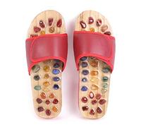 MU Acupoints portátiles para pies Zapatillas de masaje de ágata natural natural Masaje de pies Masaje de pies Sandalias caseras, rojo, 43