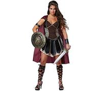 MU Disfraces de Halloween de disfraces para mujeres Disfraces de guerreros romanos medievales,Con capa,L