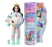 Mu eca Barbie Cutie Reveal Fantasy Series: disfraz de unicornio de peluche con 10 sorpresas, incluyendo mini mascota y cambio de color