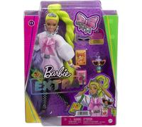 Mu eca Barbie Extra y accesorios de Barbie con boa de plumas de pelo verde ne n y loro mascota