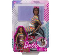 Mu eca Barbie Fashionistas Multicolor con silla de ruedas y cabello casta o rizado