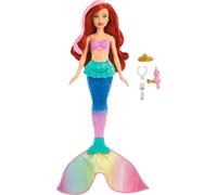 Mu eca de moda de sirena nadadora Ariel de Mattel Disney Princess con cabello y cola que cambian de color, inspirada en la pel cula La Sirenita.