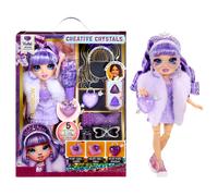 Mu eca de moda Rainbow High Creative Crystals Violeta - P rpura 11 con accesorio de cristal, kit para hacer un anillo para ti, manualidades de br