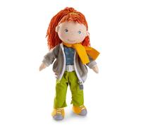 Mu eca suave HABA Soley de 30 cm con pelo rojo, cara bordada, pantalones y chaqueta extra bles. Lavable a m quina. A partir de los 18 meses.