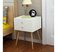 MU Mesas para el hogar Mesita de Noche Mesita de Noche cúbica de 2 Niveles Almacenamiento Mesita de Noche con cajón Madera de paulonia Natural Natural,Blanco,2 más Oscuro