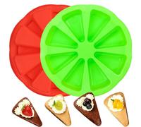 Mu Mianhua 2 moldes de silicona para hornear, 8 cavidades triangulares para hornear, molde antiadherente para rebanadas de pizza para chocolate, brownies, magdalenas, bollos y pan de maíz