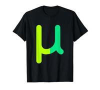 Mu minúscula - Duodécima Letra del Alfabeto Griego Camiseta gráfica económica, Hombre, Negro, L