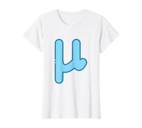 Mu minúscula - Duodécima Letra del Alfabeto Griego Camiseta gráfica económica, Mujer, Blanco, L