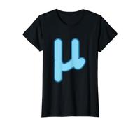 Mu minúscula - Duodécima Letra del Alfabeto Griego Camiseta gráfica económica, Mujer, Negro, L