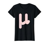 Mu minúscula - Duodécima Letra del Alfabeto Griego Camiseta gráfica económica, Mujer, Negro, L