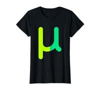 Mu minúscula - Duodécima Letra del Alfabeto Griego Camiseta gráfica económica, Mujer, Negro, S