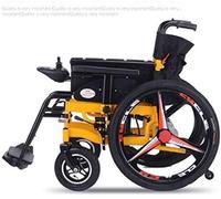 MU Silla de Ruedas Eléctrica Personas con Discapacidad - Silla de Ruedas Plegable de Potencia Óptima de Luz de Litio Preferidos Pesado (Amarillo)