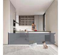 Muaket 0-300cm Extra Ancho Barrera Seguridad Niños Escalera Extensible, Retráctil Puerta Seguridad Bebé, Operación con una Mano Vallas Seguridad Nños y Perros para Escaleras Pasillos Interiores, Gris
