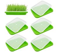 MUALROUS 6pcs Semilla Sprouter Bandejas Microgreens Creciendo Bandejas Vivero Bandeja Germinación de Semillas Wheatgrass Hierba Semilla Plantación Almacenamiento Bandejas para Garden Home Office